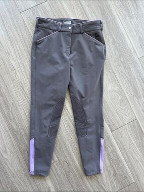 Gray Riding Breeches with Lavender Accents